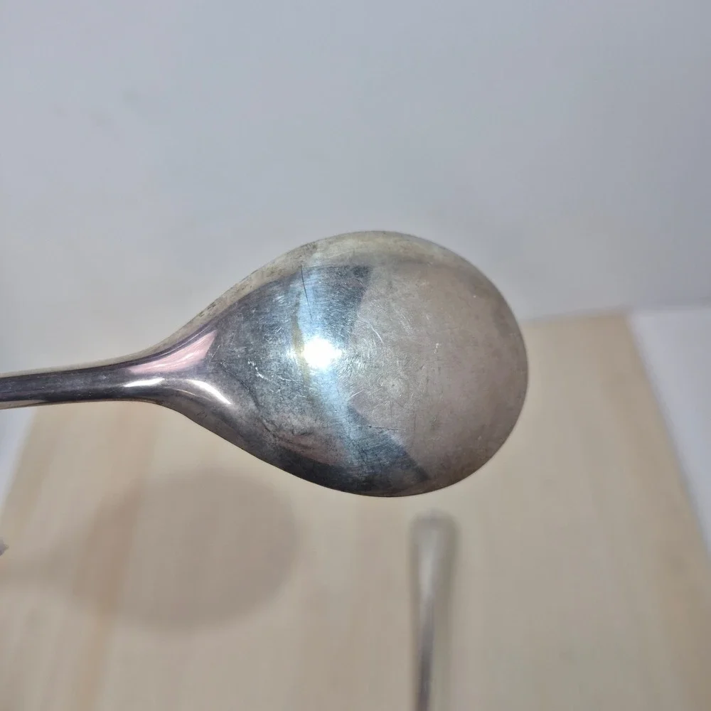 BP Zinc Italy Silver Plated Salad Serving Set Beaded Edge Spoon Fork 2pc Vintage